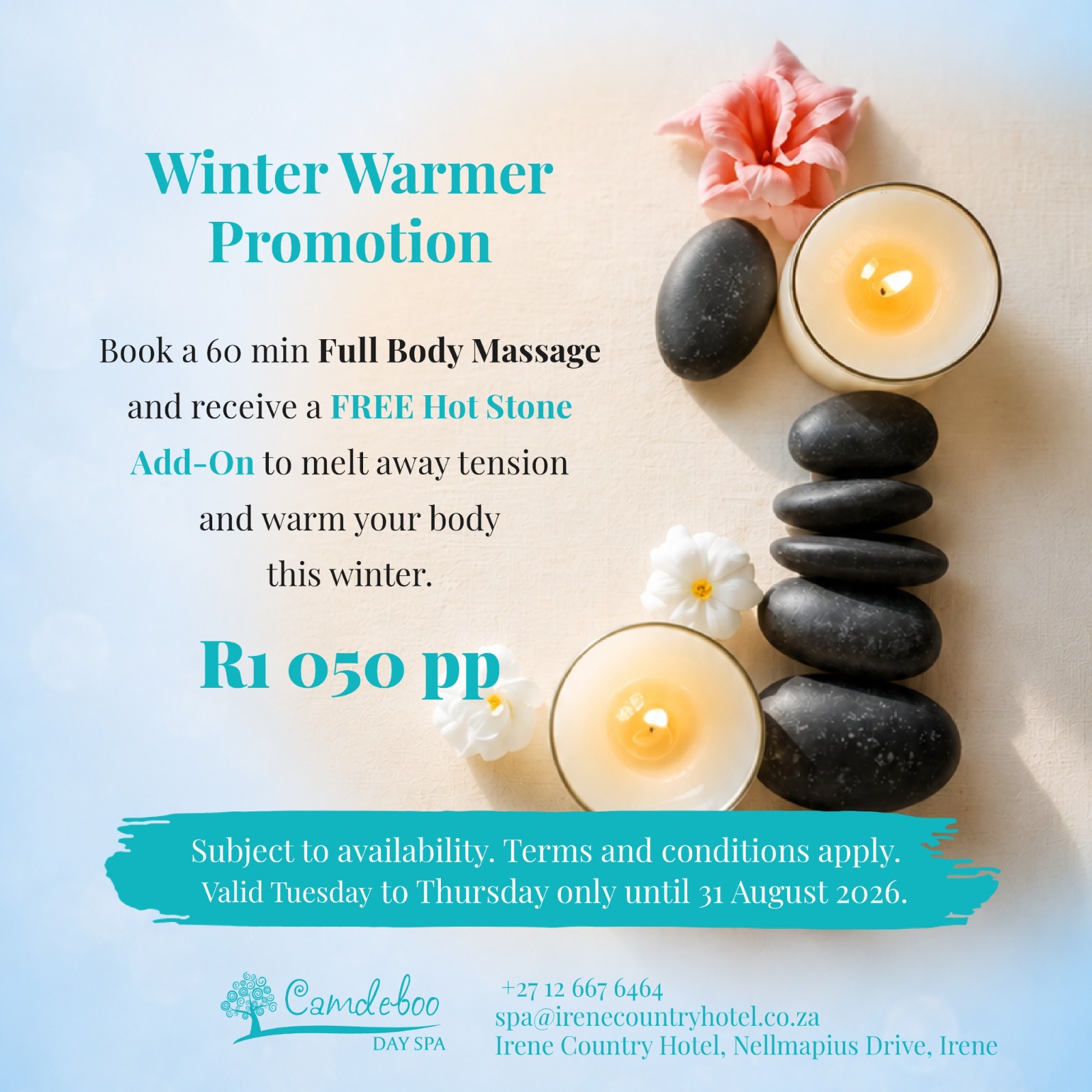 Camdeboo Winter Warmer — 60 min Full Body Massage with FREE Hot Stone Add-On, R1 050 per person